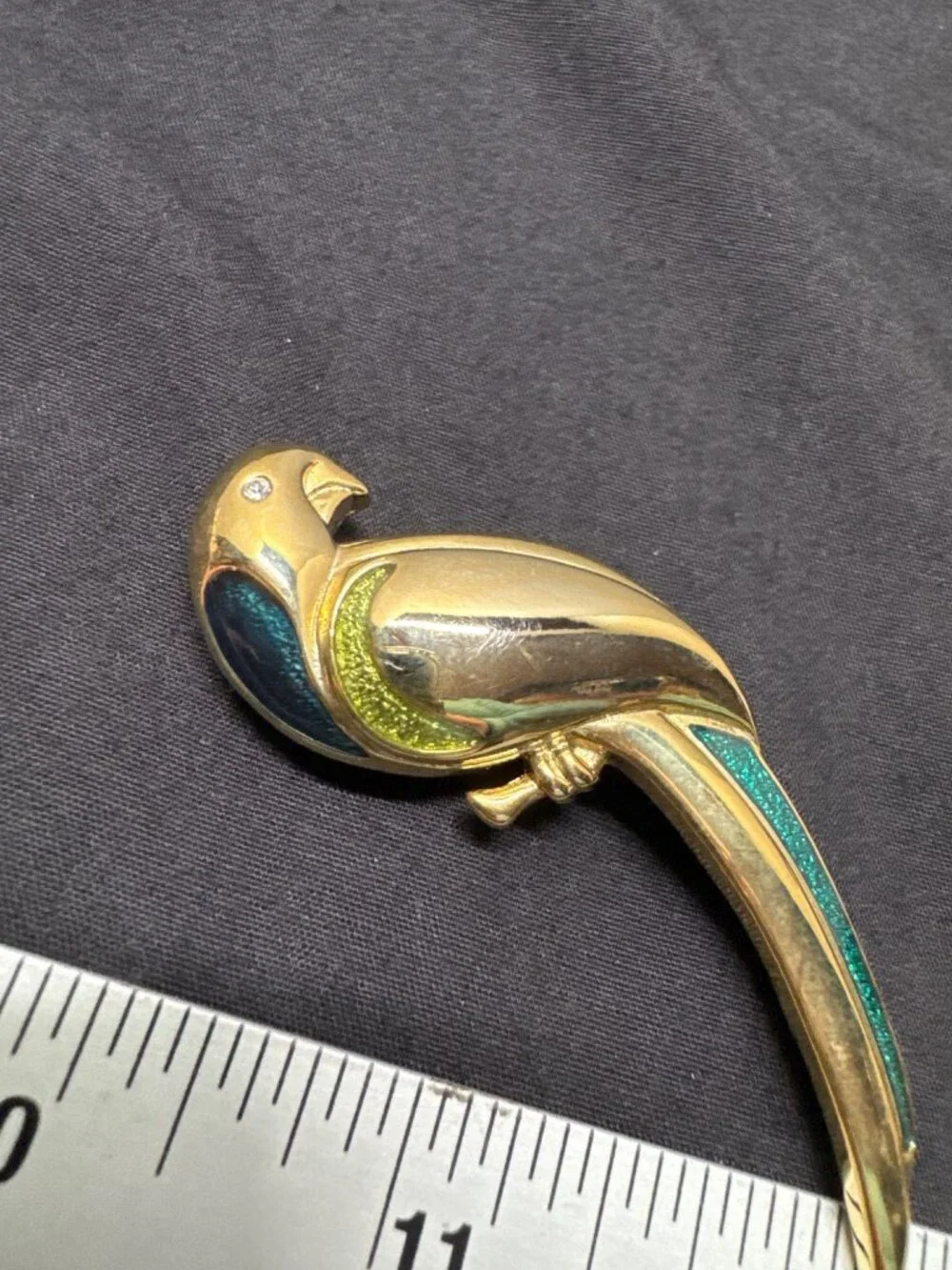 Vintage Liz Claiborne Gold-Tone Parrot Brooch With Blue & Green Enamel Accents S - Picture 2 of 5